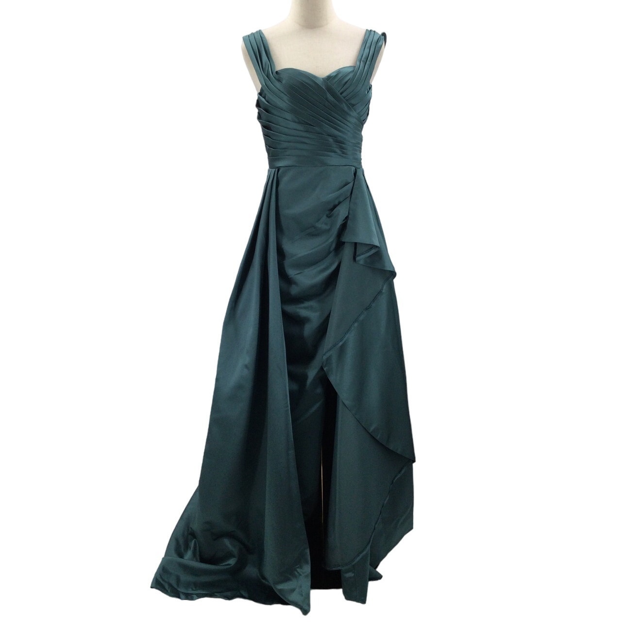 FORMAL GOWN SZ 4 S teal green corset lace up draped maxi prom dress new B90