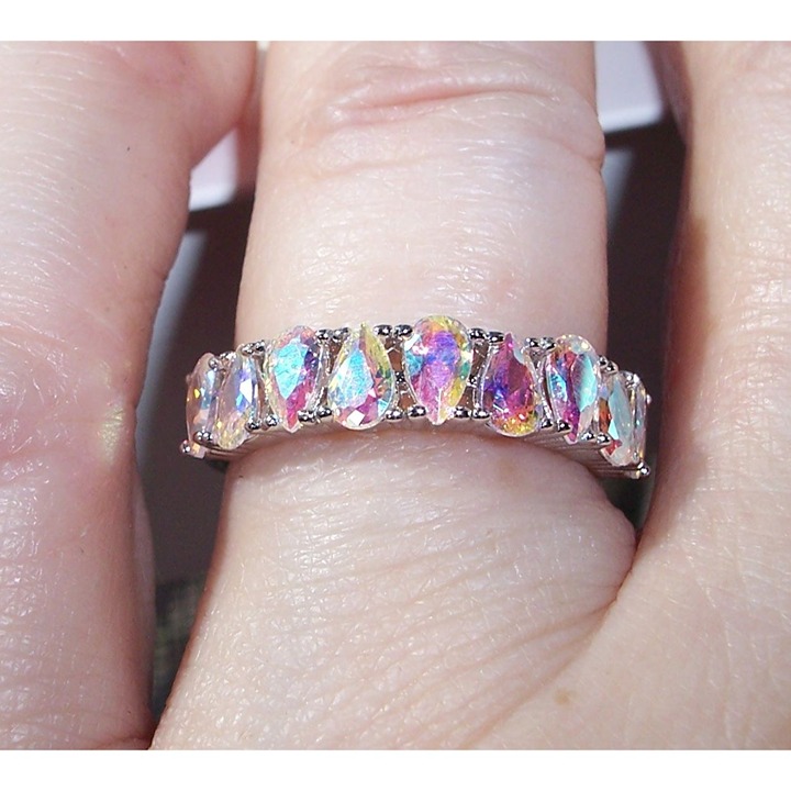 Size 10, 925 STERLING SILVER Simulated Mercury Mystic Topaz CZ Ring