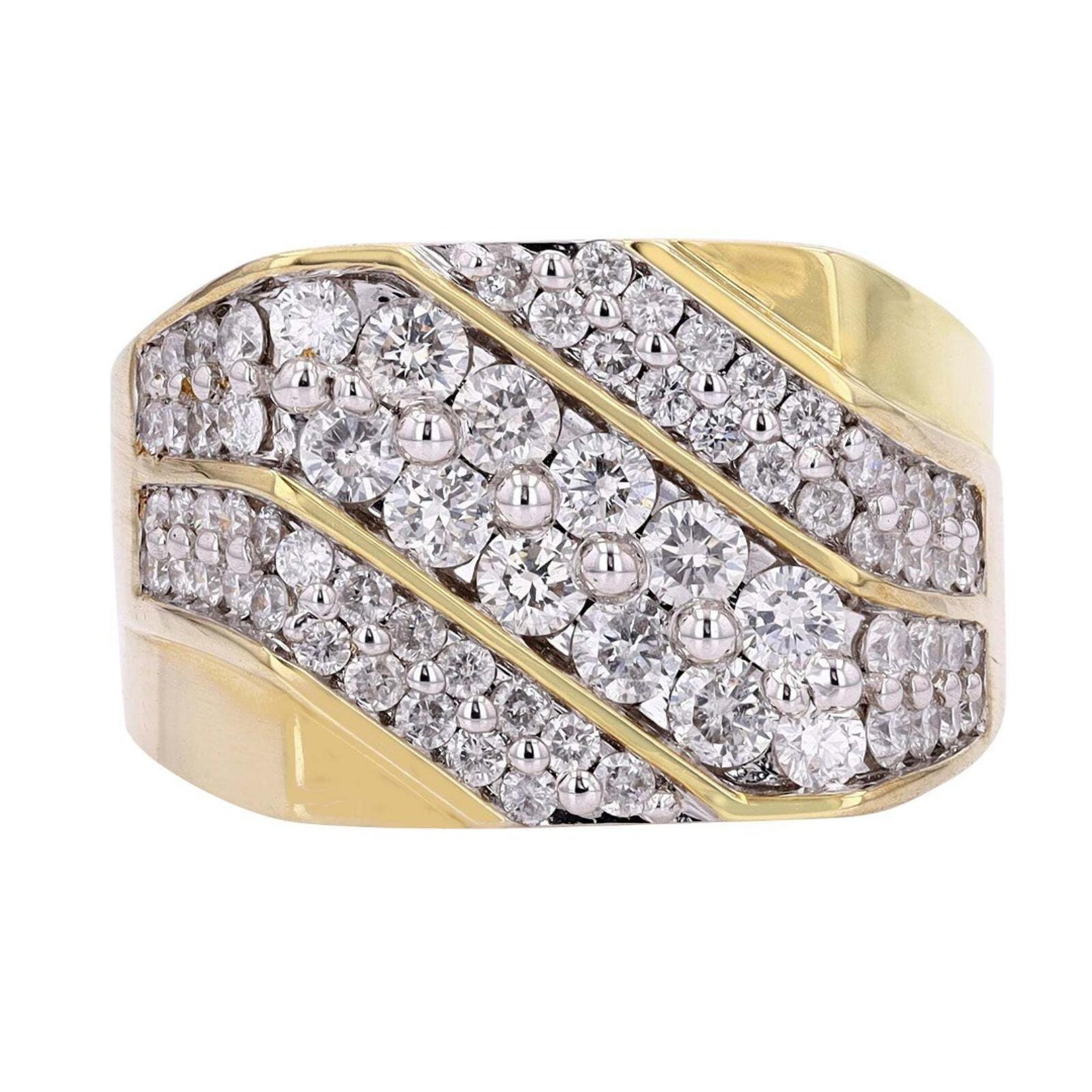 2.00 CT 10K Yellow Gold Mens Natural Diamond Ring Size 10