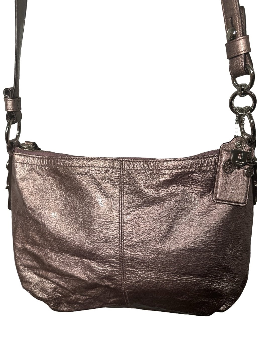 COACH Mia Lilac Metallic Convertible Bag w/ Hang Tag & Silver Tone Carriage