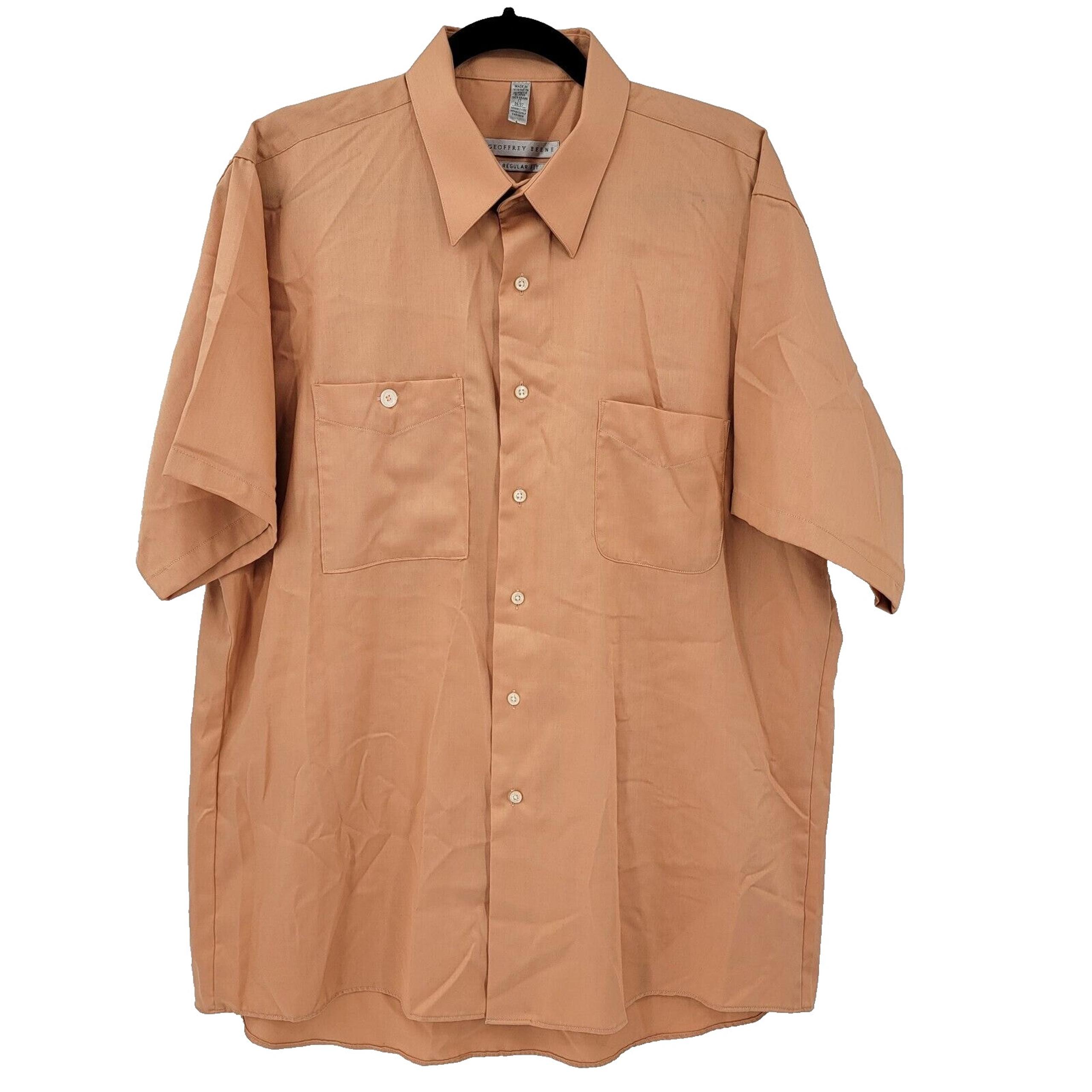 Geoffrey Beene Men's XL 17 36/37 Button Front Short Sleeve Wrinkle Free Shirt