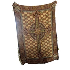 CELTIC CROSS Irish Decor Tapestry Blanket Throw Cead Mile Failte 50”w X 72” L