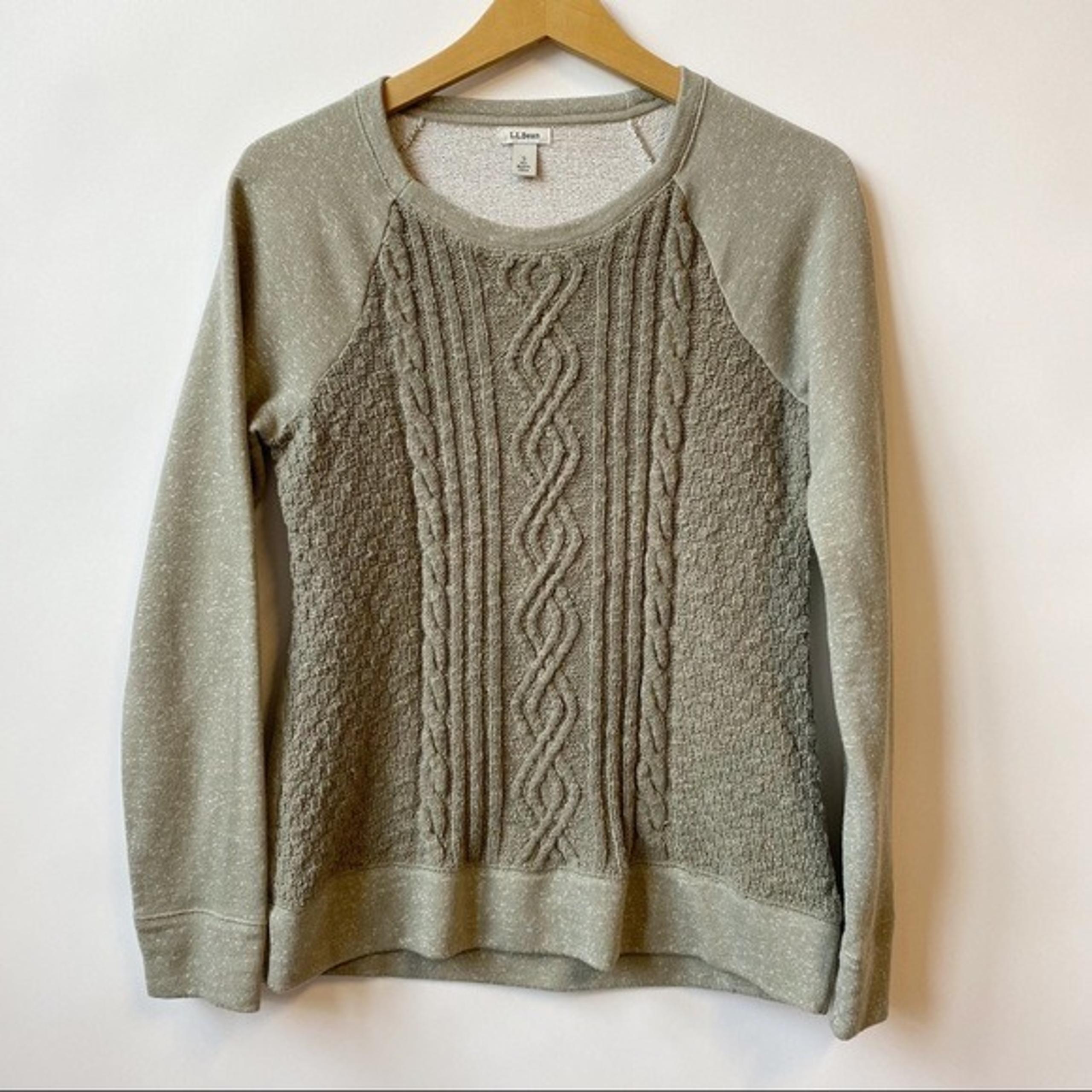 L.L. Bean Olive Green Cotton Crew Neck Pullover Knit Top Women's Size Small