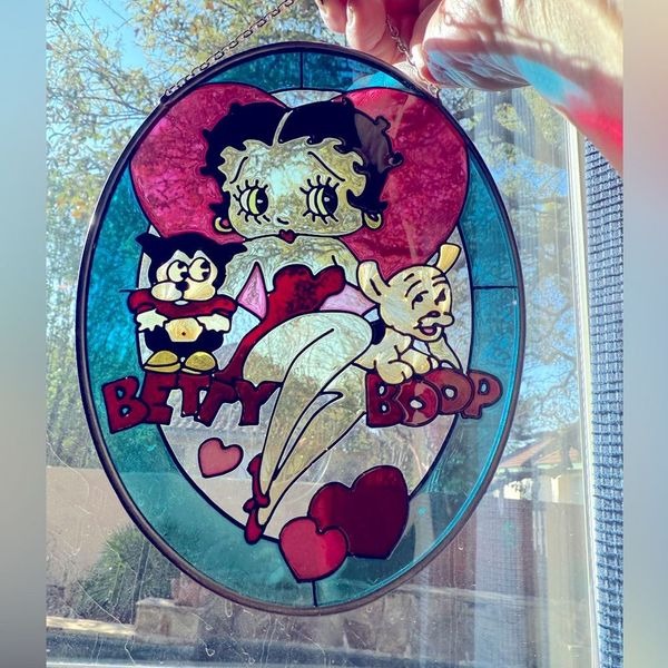 Betty Boop stain glass sun catcher retro 5 x 7 inches