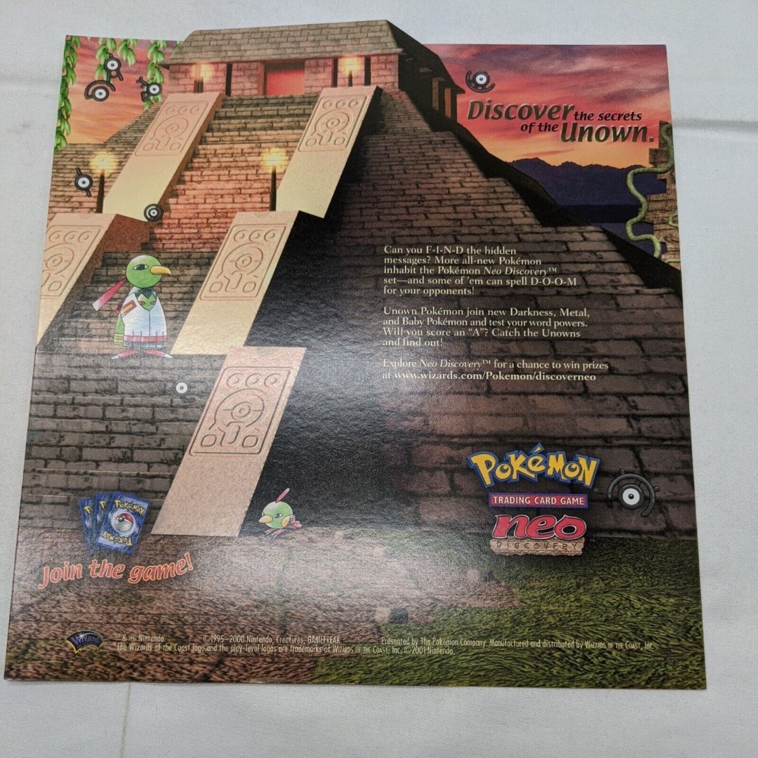 Pokémon TCG Neo Discovery Retailer Standing Promotional Advertisement Unused