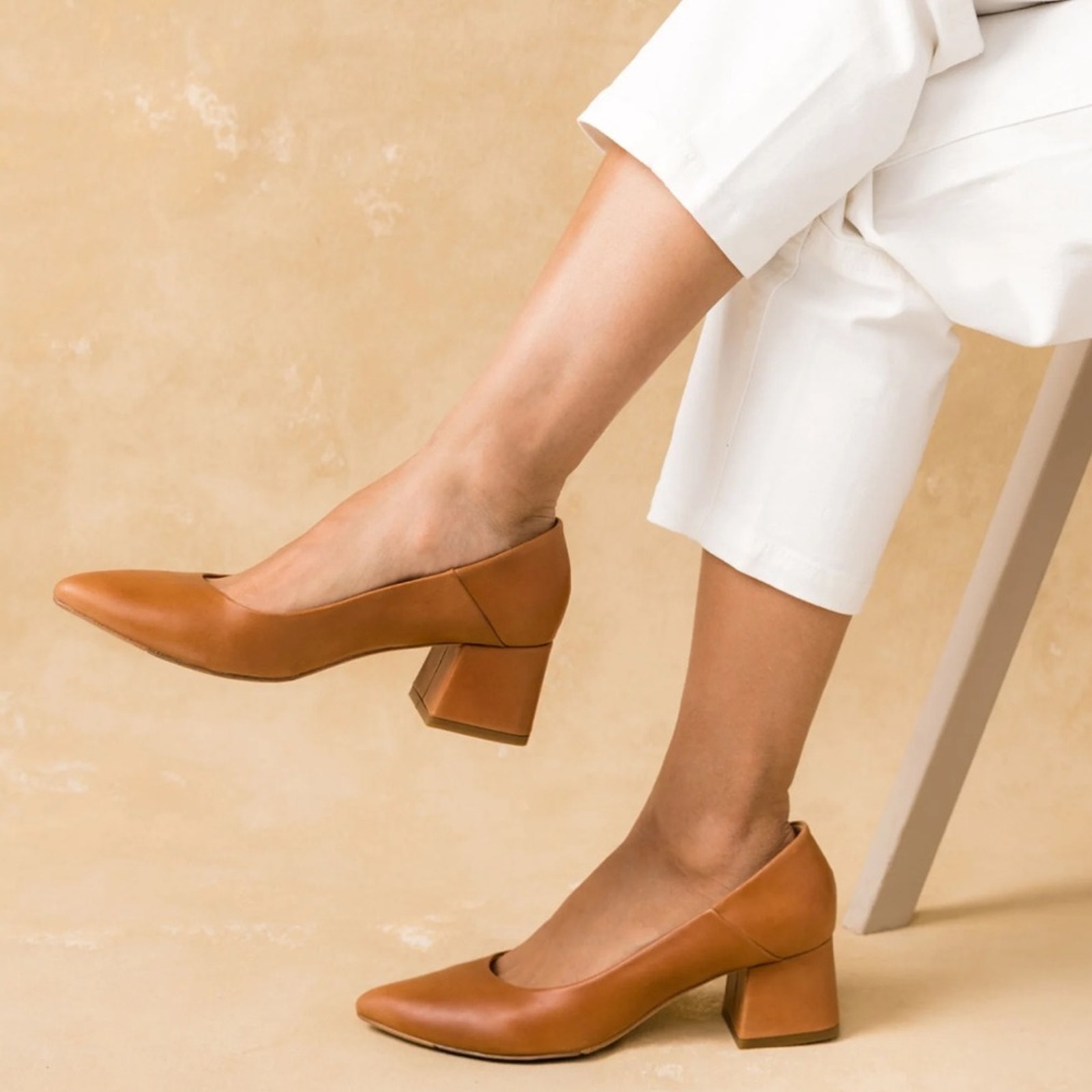 Nisolo Fiorela Go To Leather Mid Heel Caramel Size 11