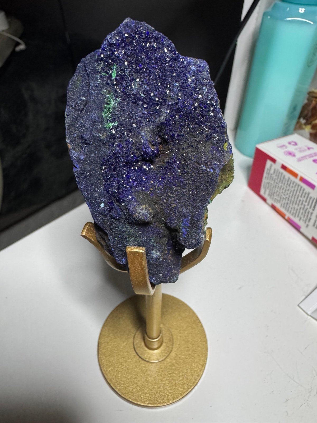Azurite on custom stand