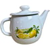 Cute Enamel Metal Teapot Kettle Lemons White Soviet Small French Rustic Kitchen