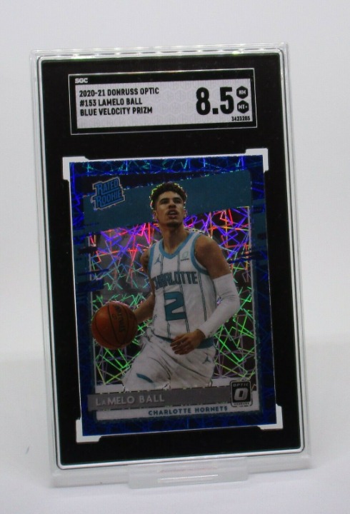 LaMelo Ball 2020-21 Donruss Optic Blue Velocity Prizm RC #153 Rookie SGC 8.5