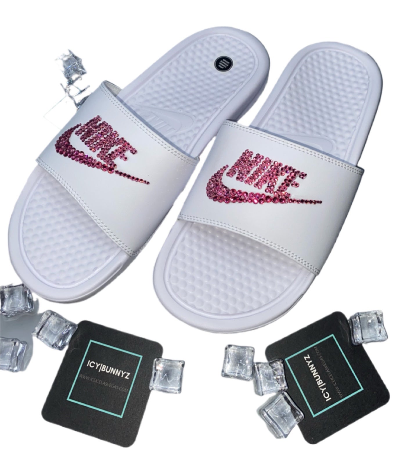 Rose Pink Bling Luxe Crystal Nike Slides All Sizes