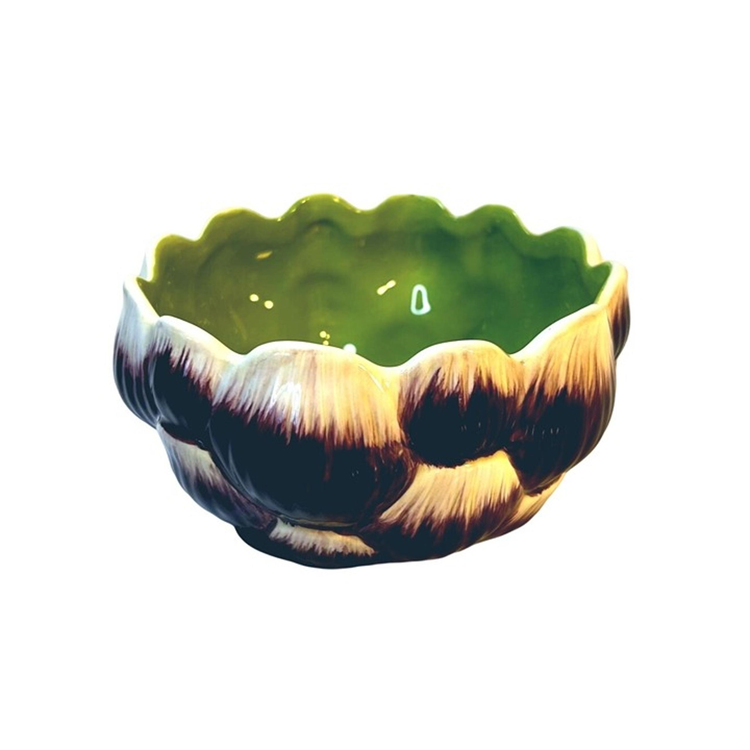 Hand Painted Ironstone Purple & Green Artichoke Snack Dip Bowl - Pier 1 Imports