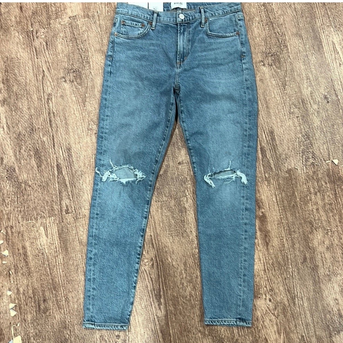 Agolde Womens Sophie Destroyed Ankle stretch Skinny Jeans