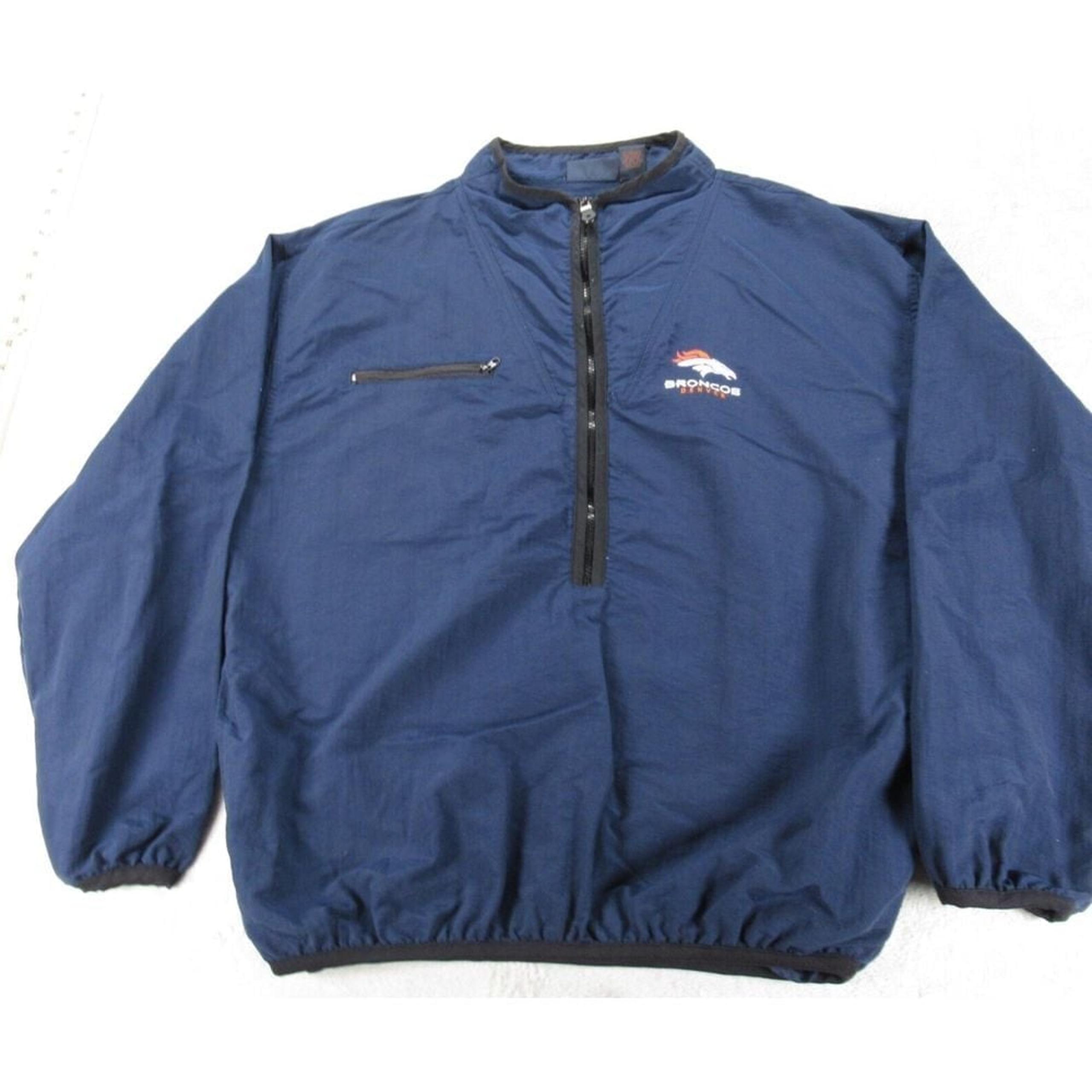 Vintage Denver Broncos Jacket Men Medium Antigua Blue 1/2 Zip Windbreaker Pullov