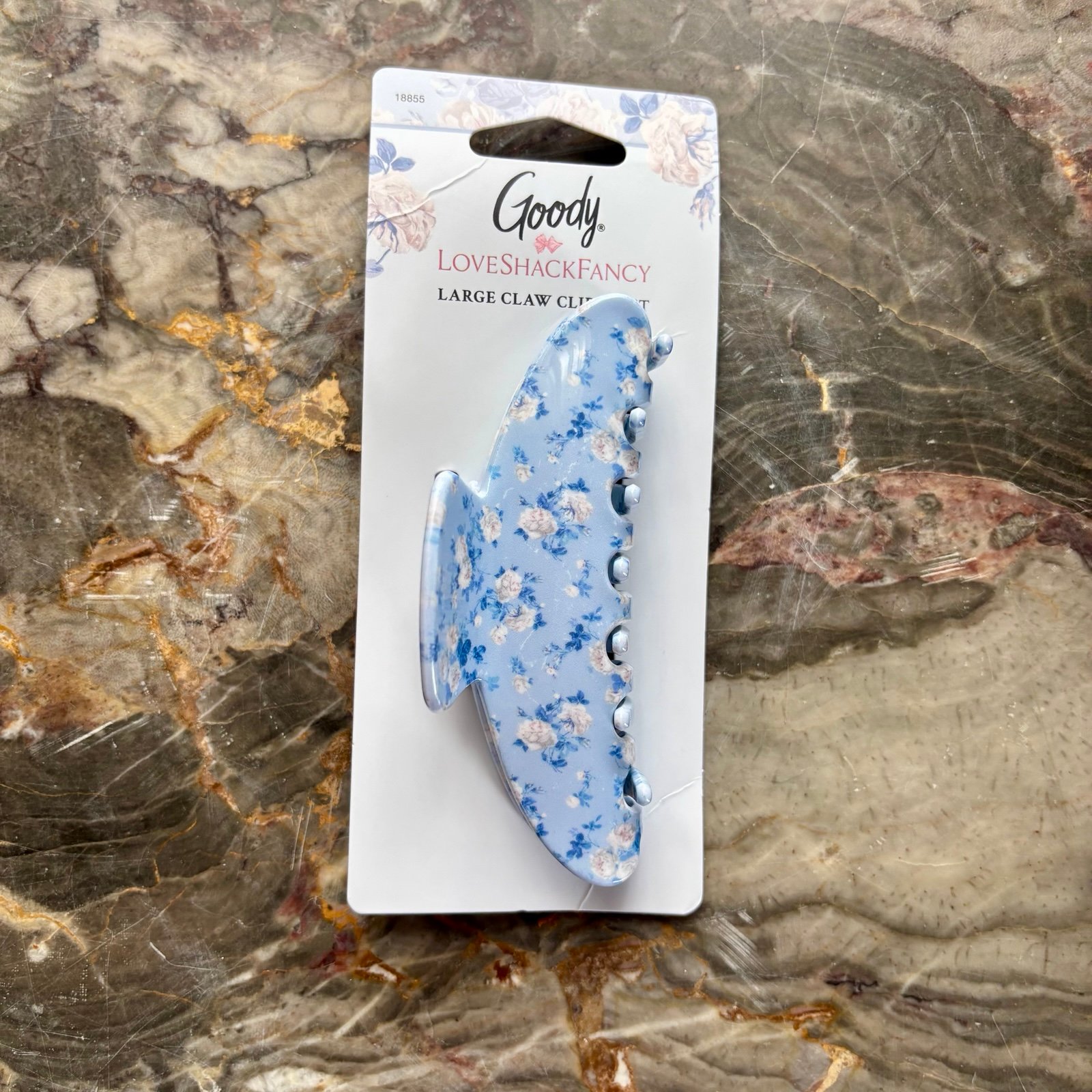 LoveShackFancy x Goody Large Claw Hair Clip - Everblooming Rosettes Blue