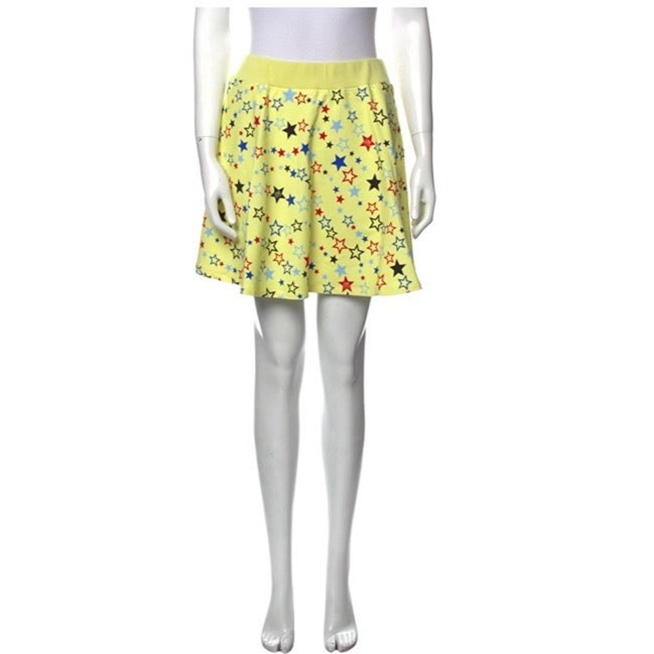 Love Moschino Yellow Star Print Fit & Flare Mini Pencil Skirt (XS) Designer NWT