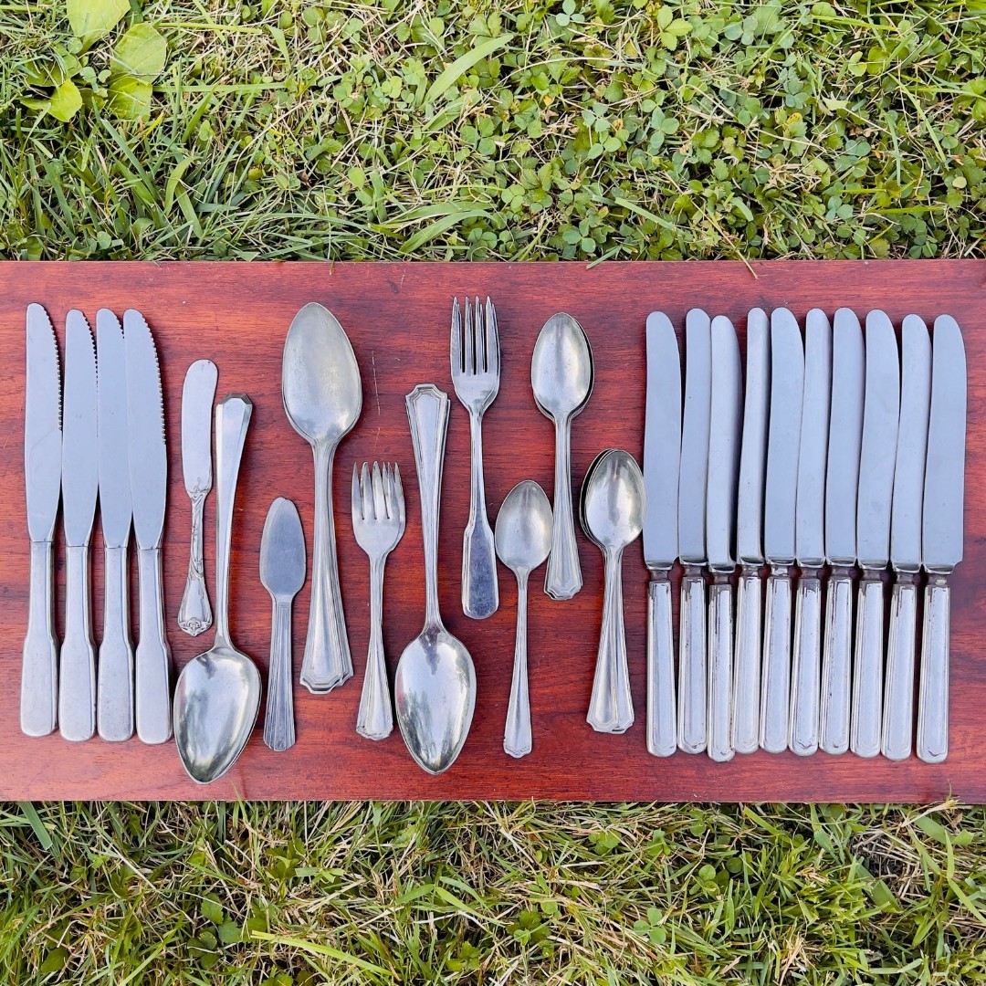 44pc Vintage Mixed Silverplate Silverware Lot