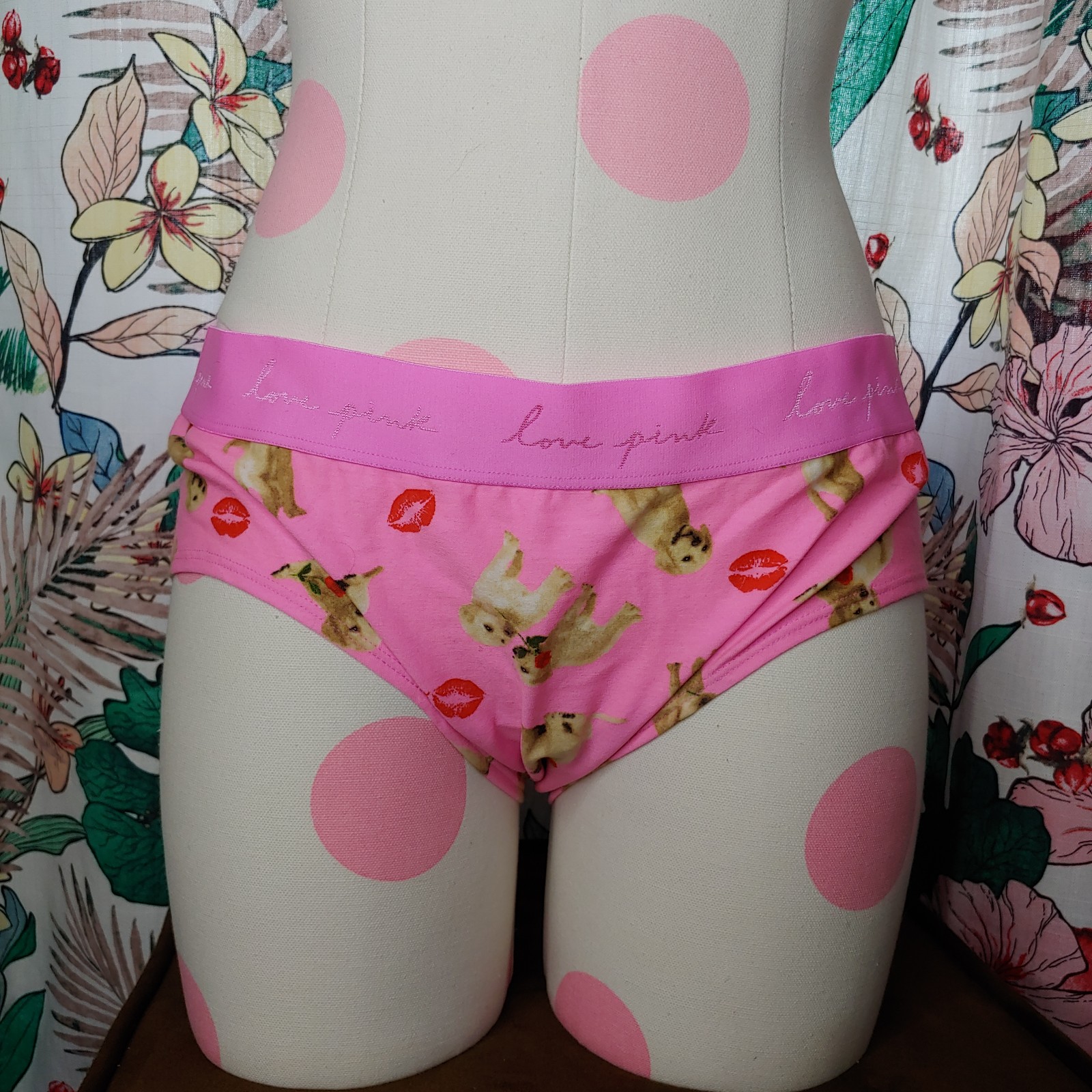 NEW Victorias Secret hipster doggie lips heart pink valentines panties undies XX