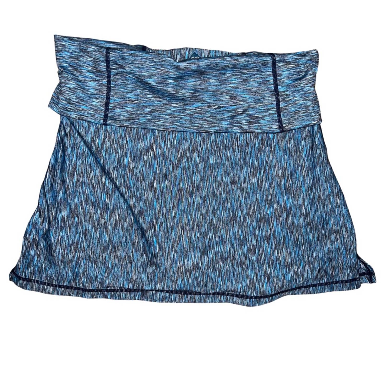 Prana Venus Skort Skirt Lined Fold Over Space Dye Blue Zip Pocket Size Small