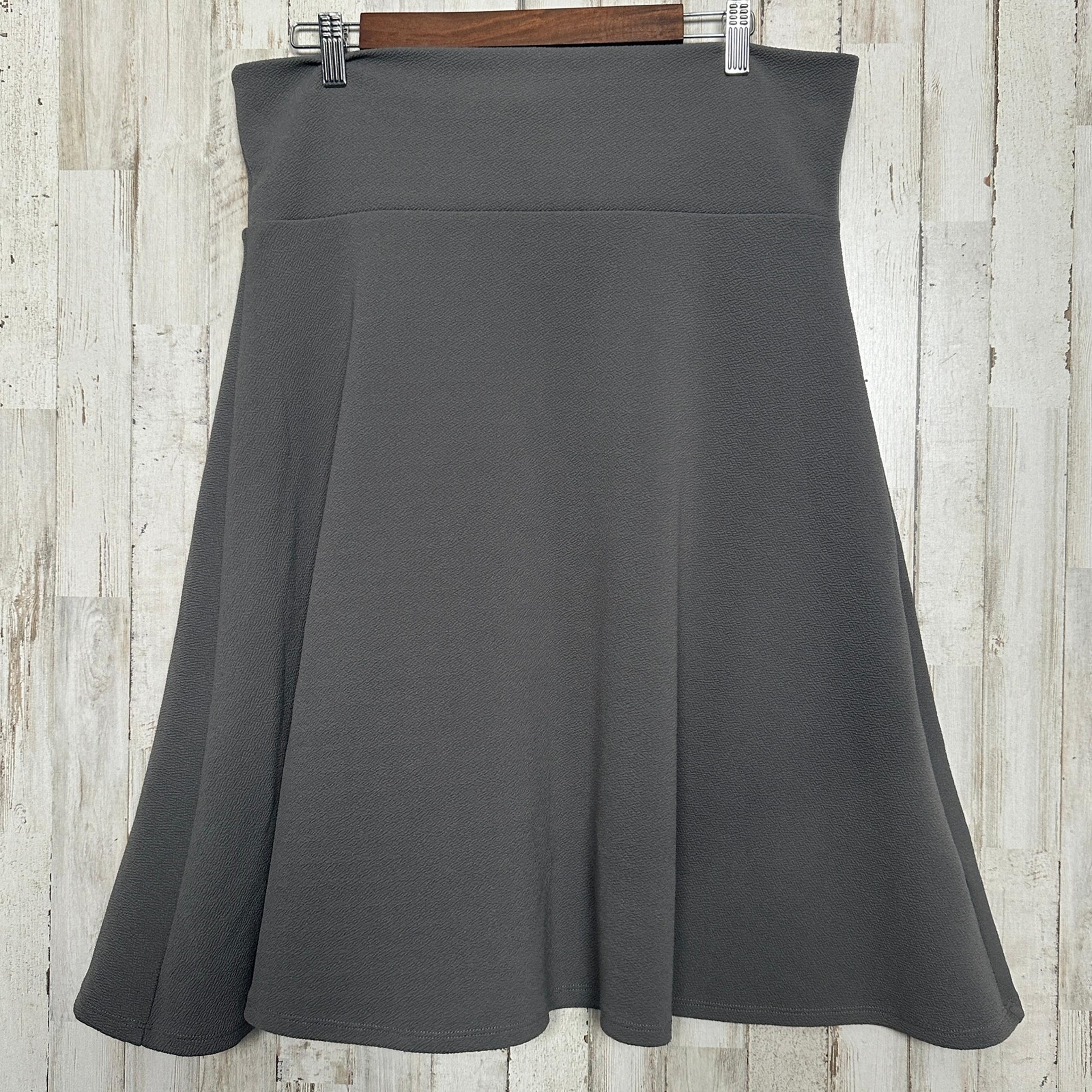 LuLaRoe Womens Midi Skirt XL Full A Line Gray Stretchy Minimalist Flowy Normcore