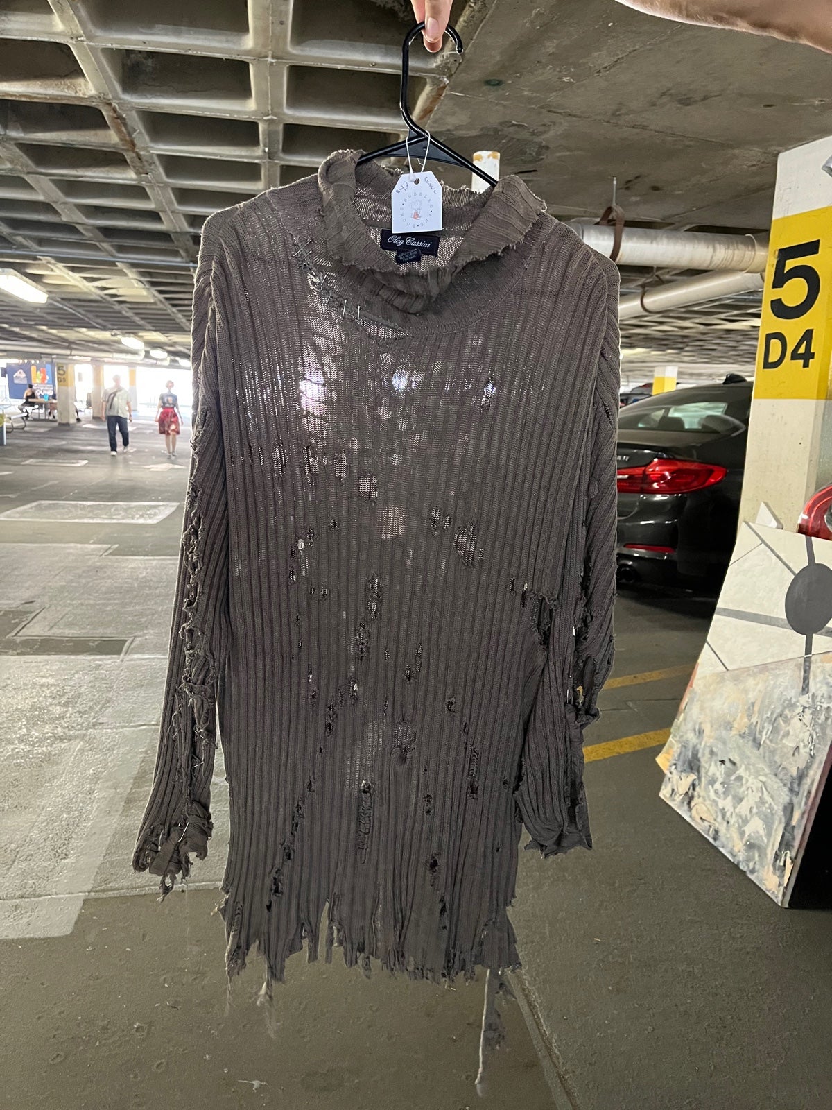 Custom distressed knit sweater