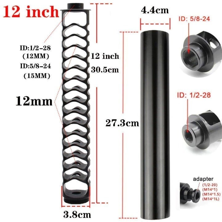 Aluminum Heavy duty 12 Extension Spiral 1/2-28 OR 5/8-24
