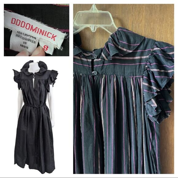 70s DDDominick stripe midi dress black