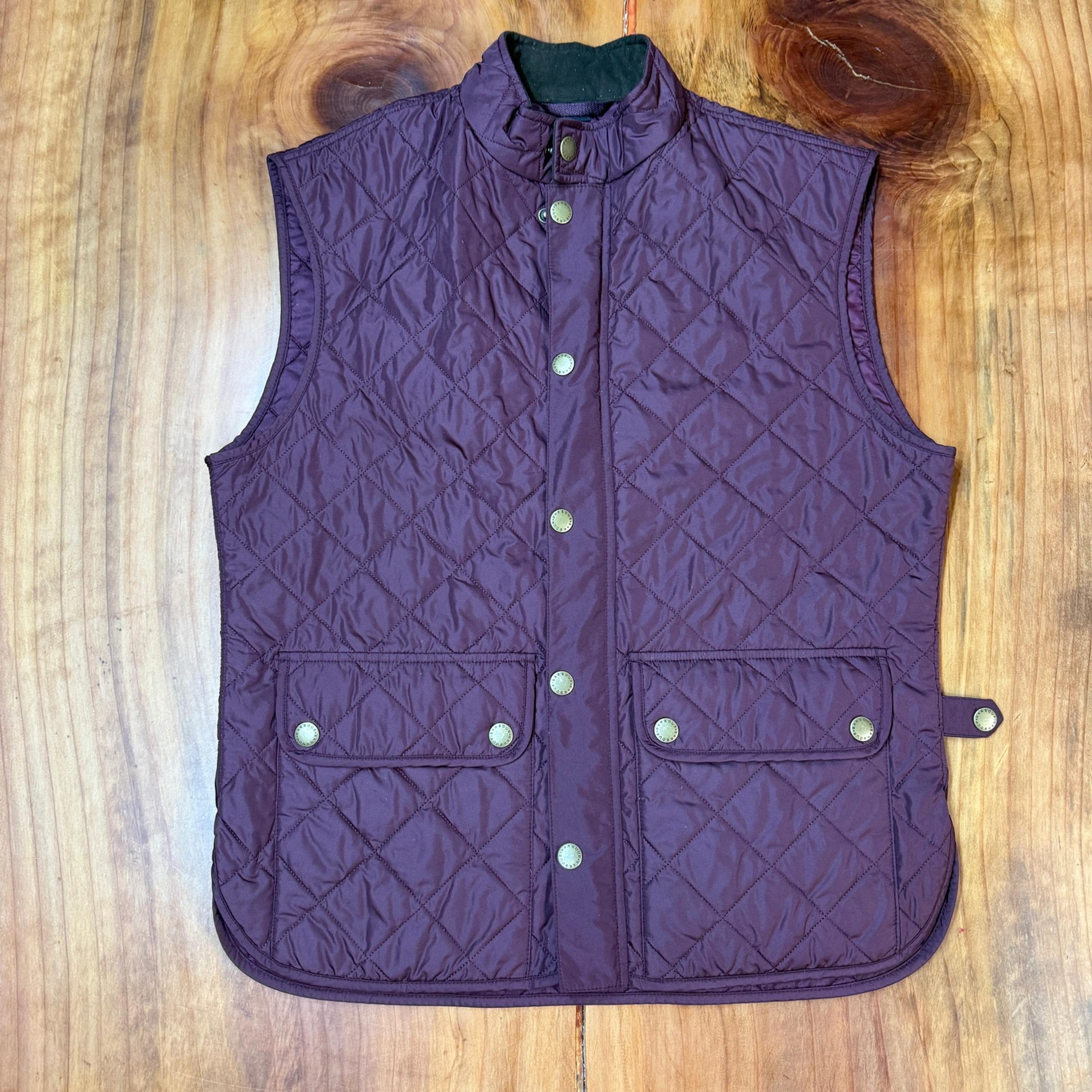 Barbour Men's Vest Lowerdale Quilted puffer Jacket Coat Zip XL Burgundy WW7