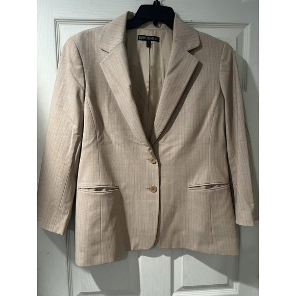 Lafayette 148 New York Tan Wool Blend Blazer Classic Suit Jacket Beige Size 16