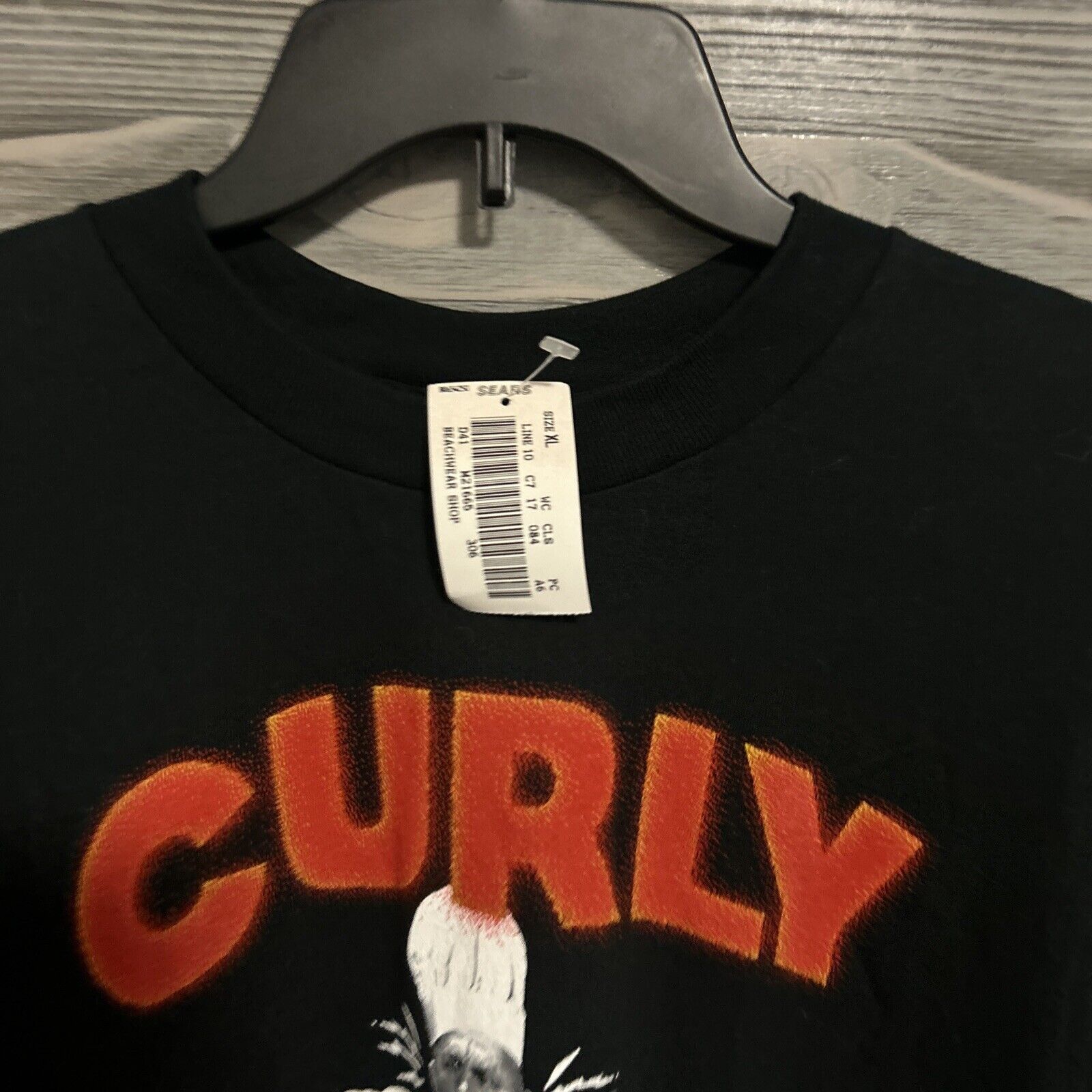Vintage 1997 3 Stooges Curly Fries T-Shirt Size XL Black Single Stitch 90s