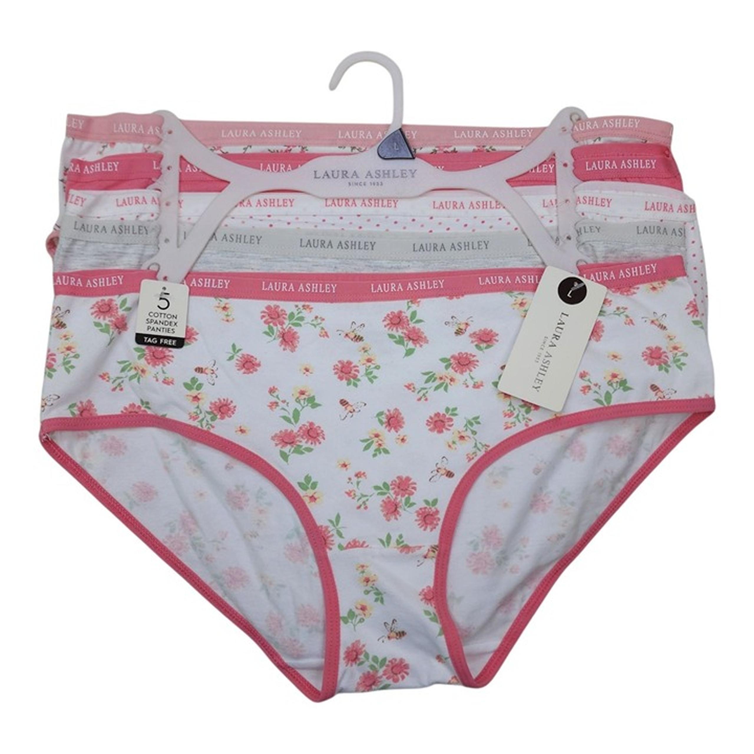 Laura Ashley Womens L Panties Pack Of 5 Tag-Free Cotton Spandex Floral & Solid P