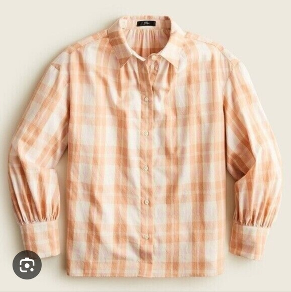 J. CREW Relaxed Featherweight Plaid Flannel Button Down Peach Shirt Top 4