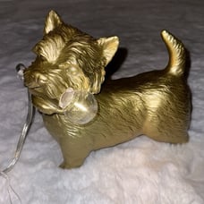 Gold Yorkshire terrier dog lamp