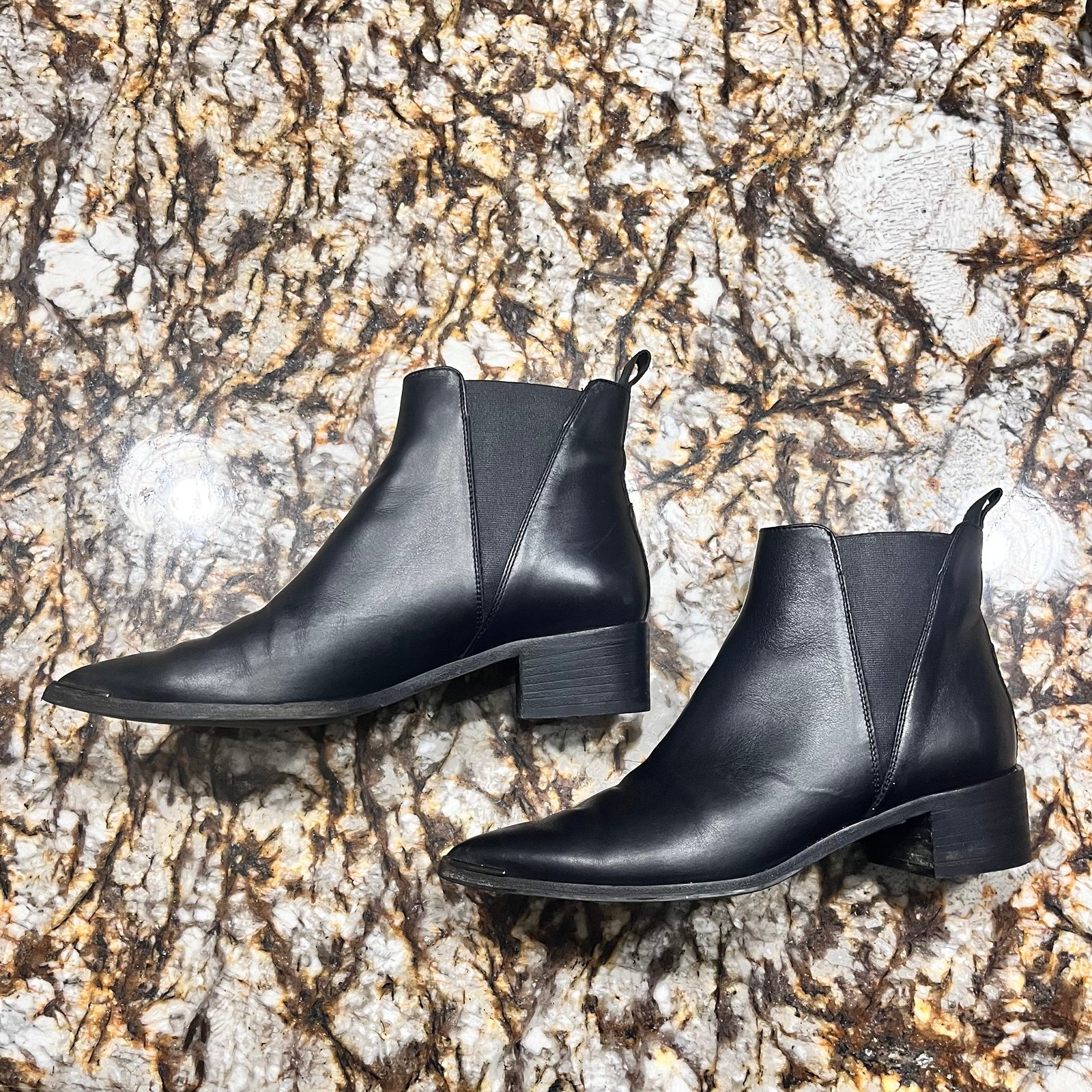 Acne studios black leather booties