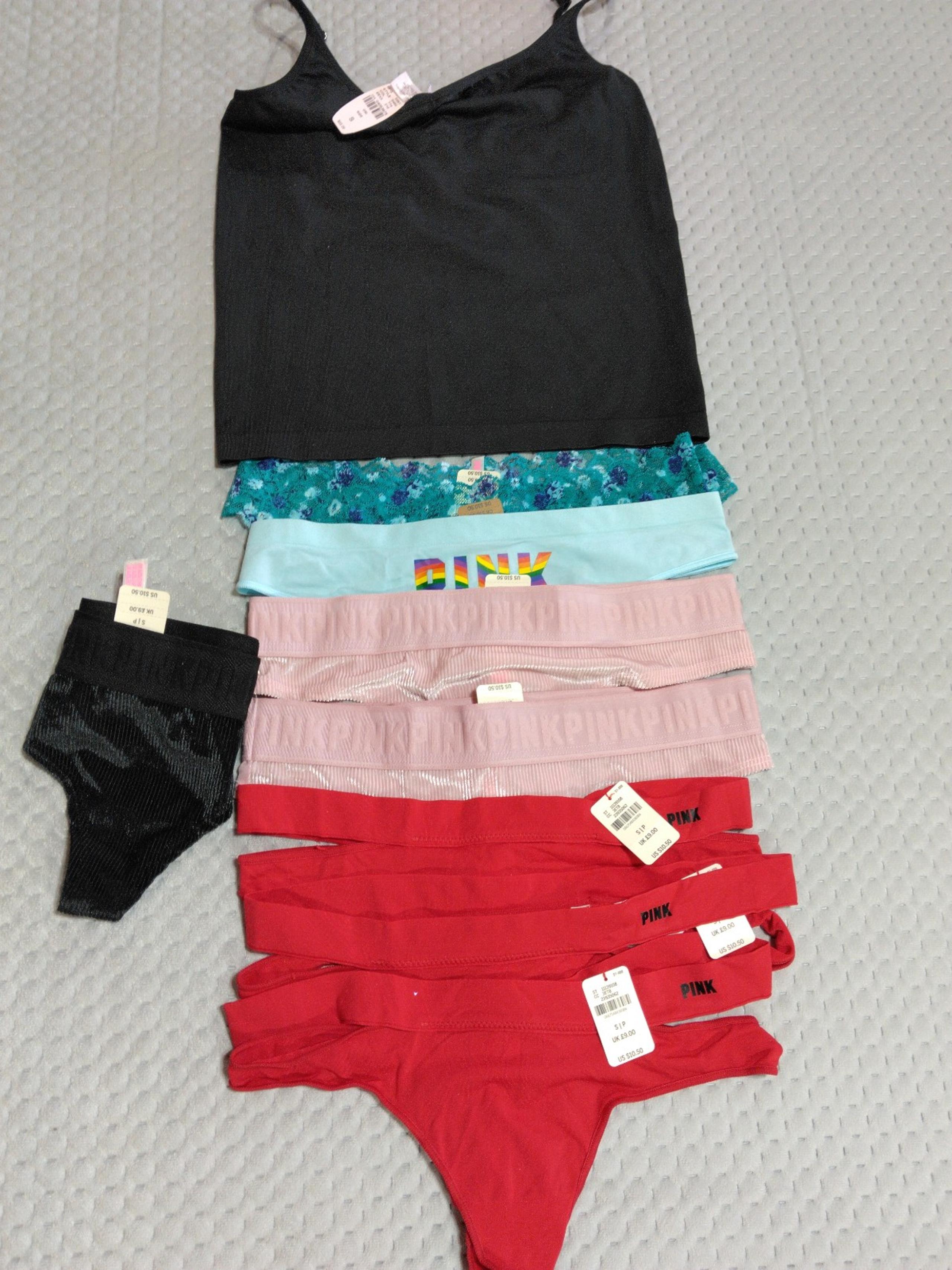 Bundle of 8 PINK Panties and 1 Victoria Secret Top