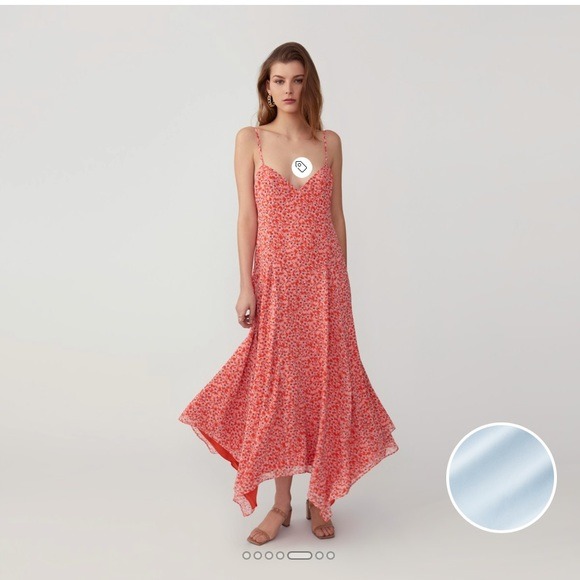Fame And Partners Godet Slip Dress Blue