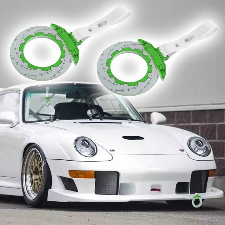 New 2PCS JDM Brake Green TSURIKAWA Ring Subway Train Bus Handle White Strap