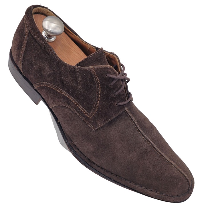 Mezlan Spain Dress Shoes Men 9.5 Chocolate Brown Suede Leather Split-toe Oxfords