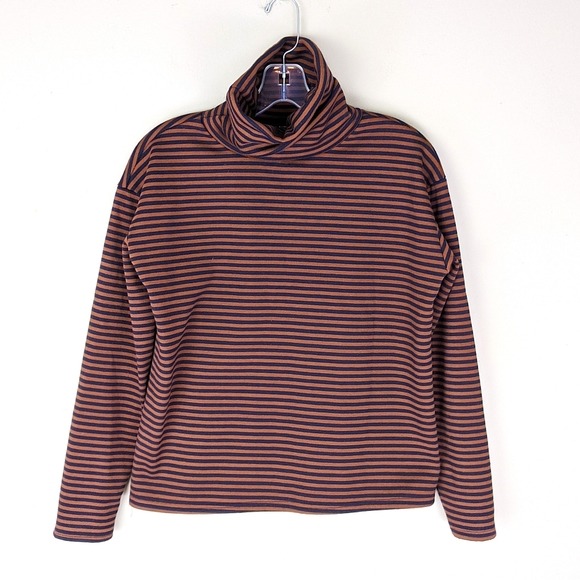 Lira | Orange Blue Stripe Cowl Pullover