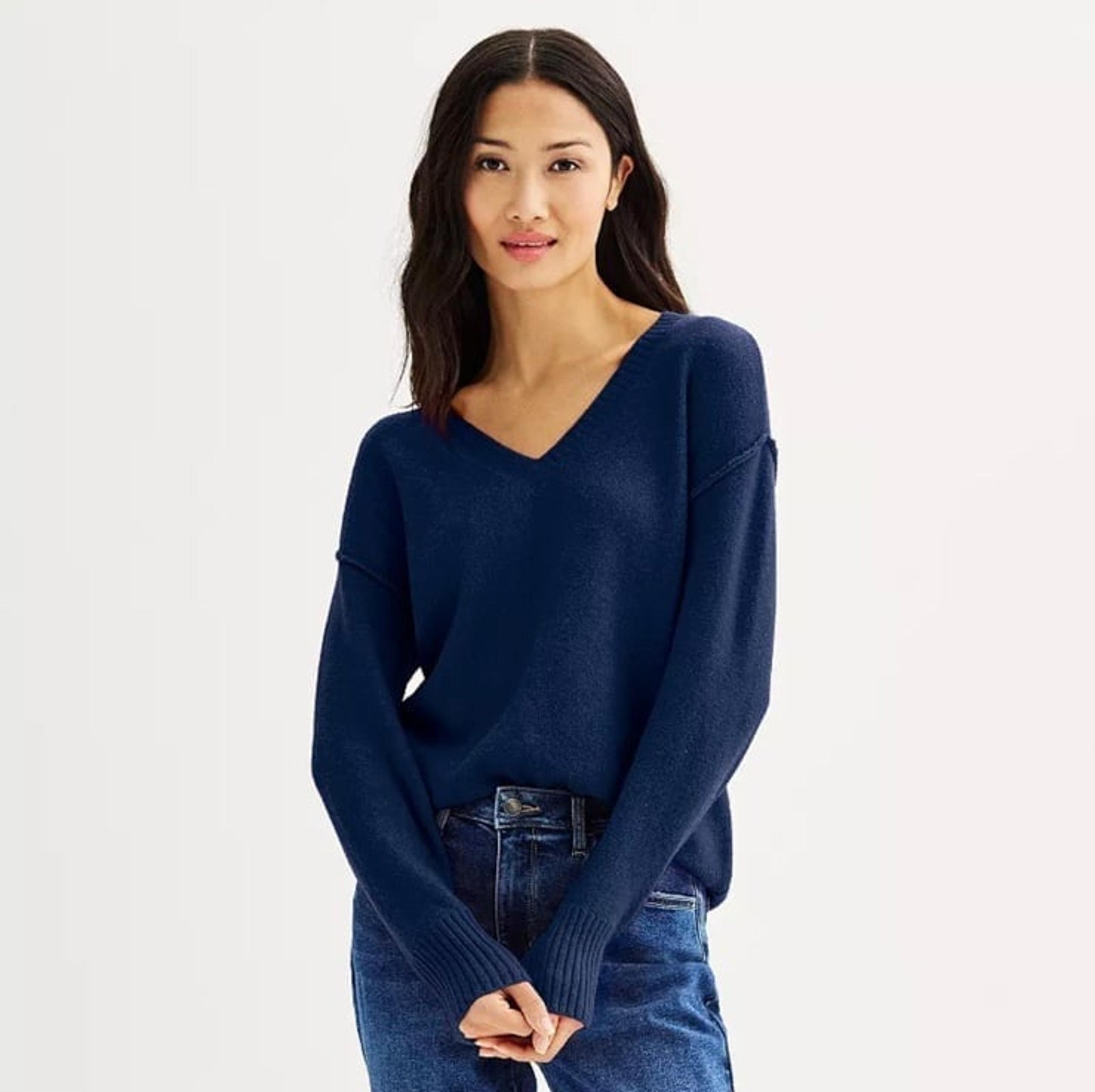 Women's Sonoma V-Neck Pullover Sweater Navy