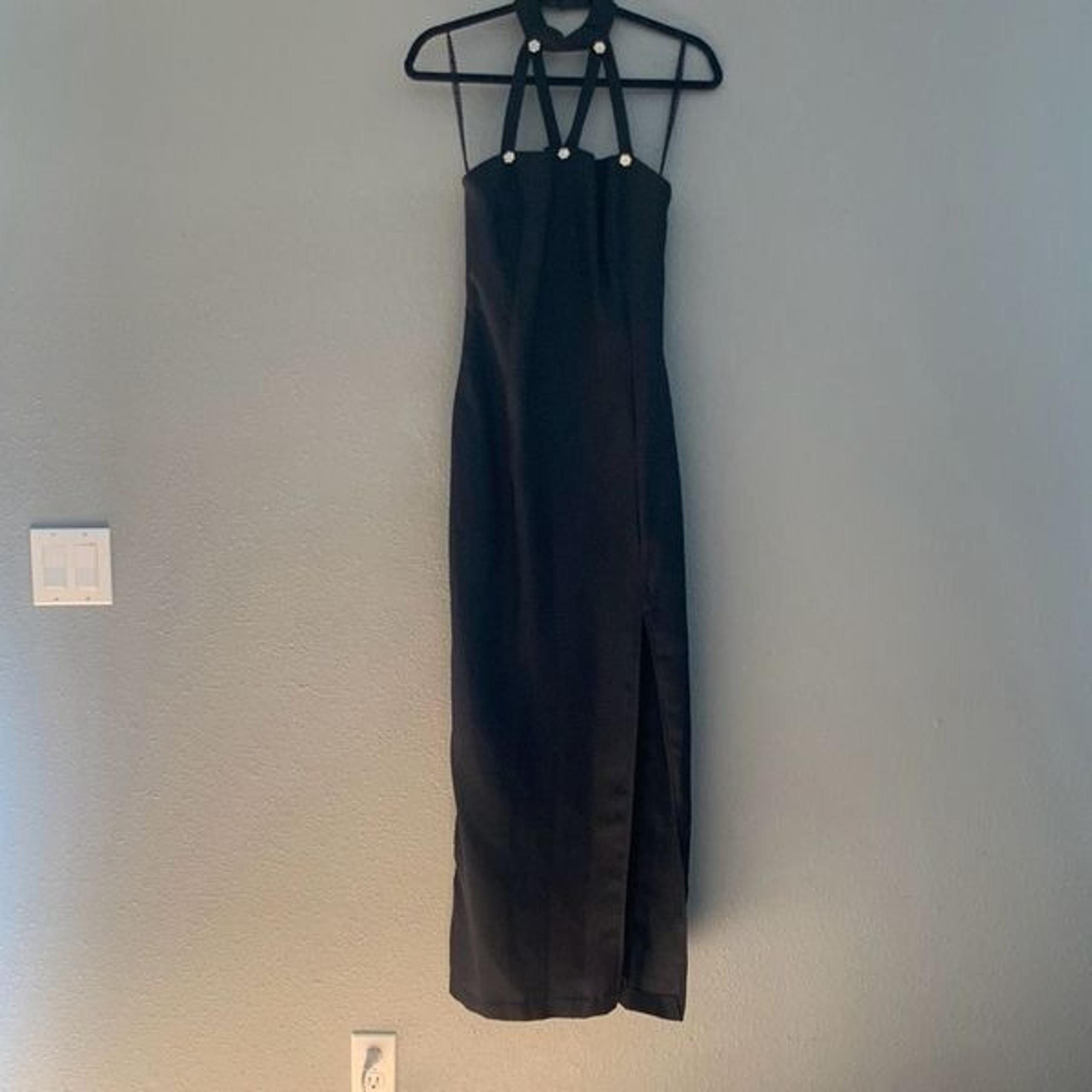 Vintage Y2K roberta halter black dress 13/14
