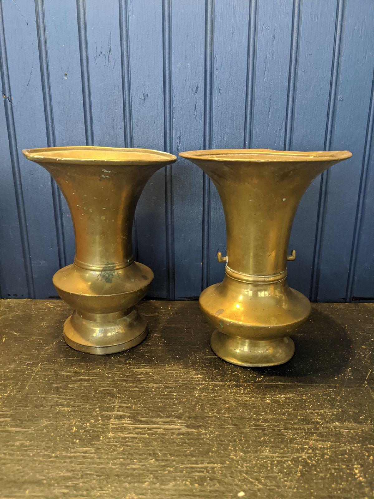 Set of Brass Japanese Alter Vases