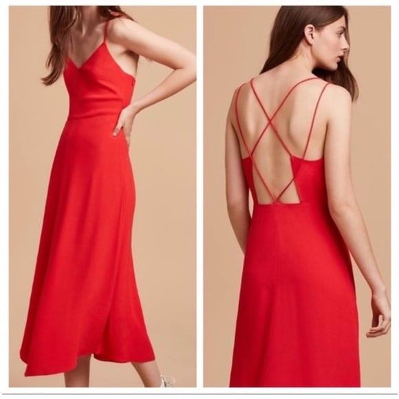 Wilfred Aritzia Red Angelique A-Line Midi Dress Small
