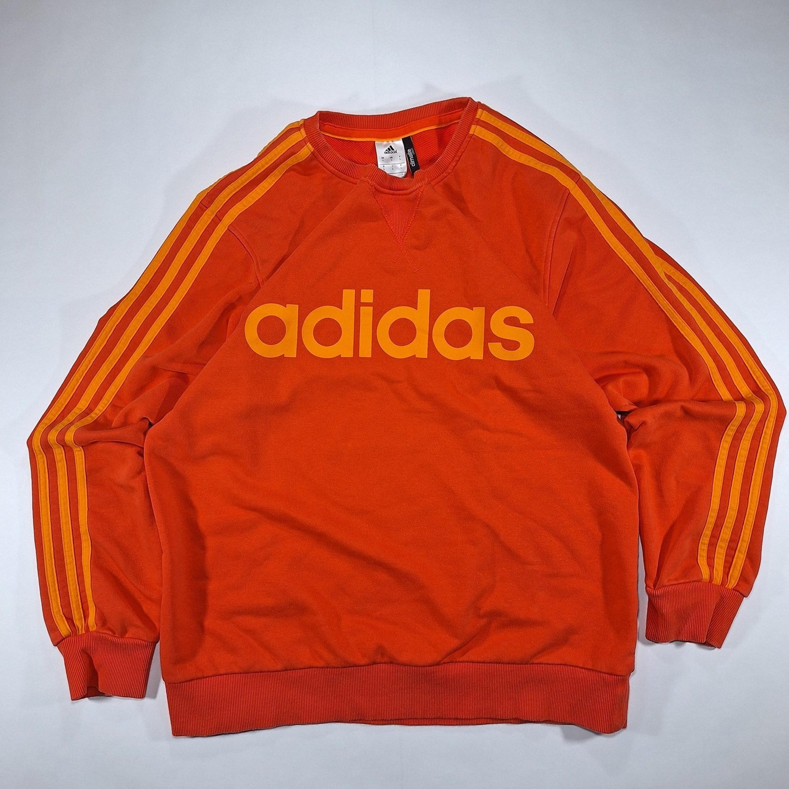 Adidas Men's Large Red Orange Climalite Pullover Long Sleeve Sweater Sweatshirt