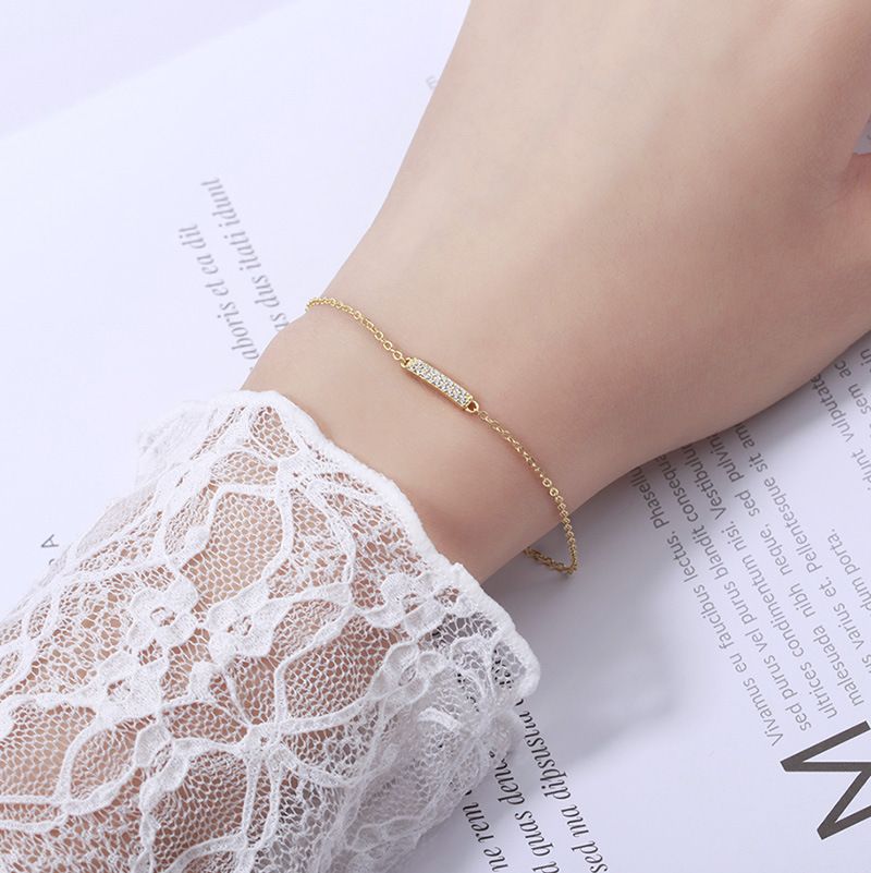 S925 sterling silver plated 14kt yellow gold personalised airy diamond set brace