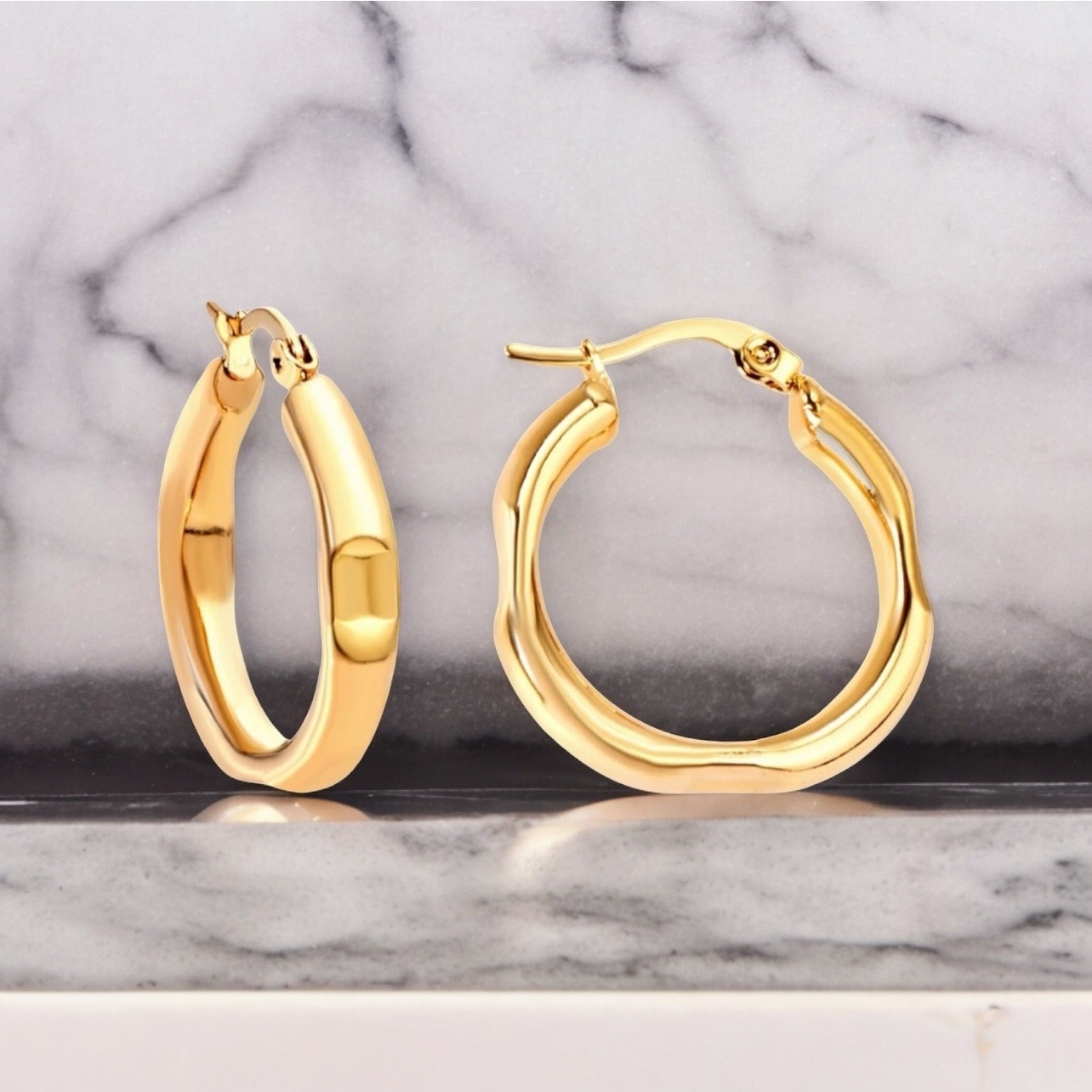 NEW 18K yellow gold plated hoop earrings jewelry B28A