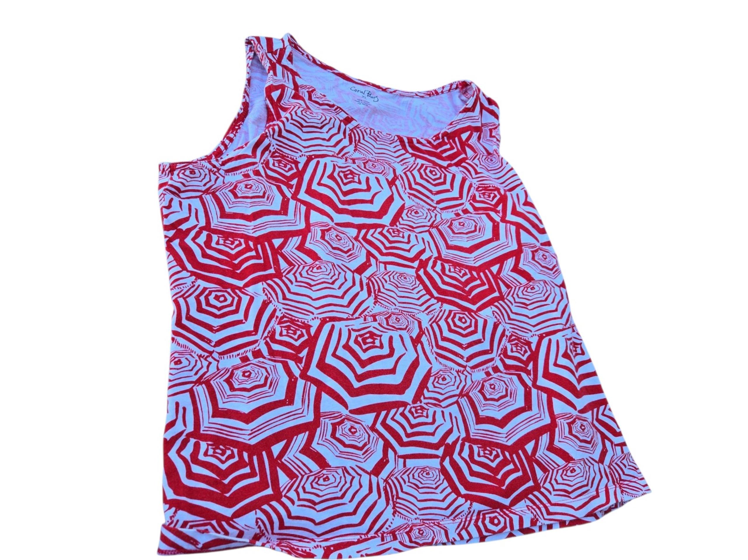 Red and white Coral Bay Tank Top shirt women's XL