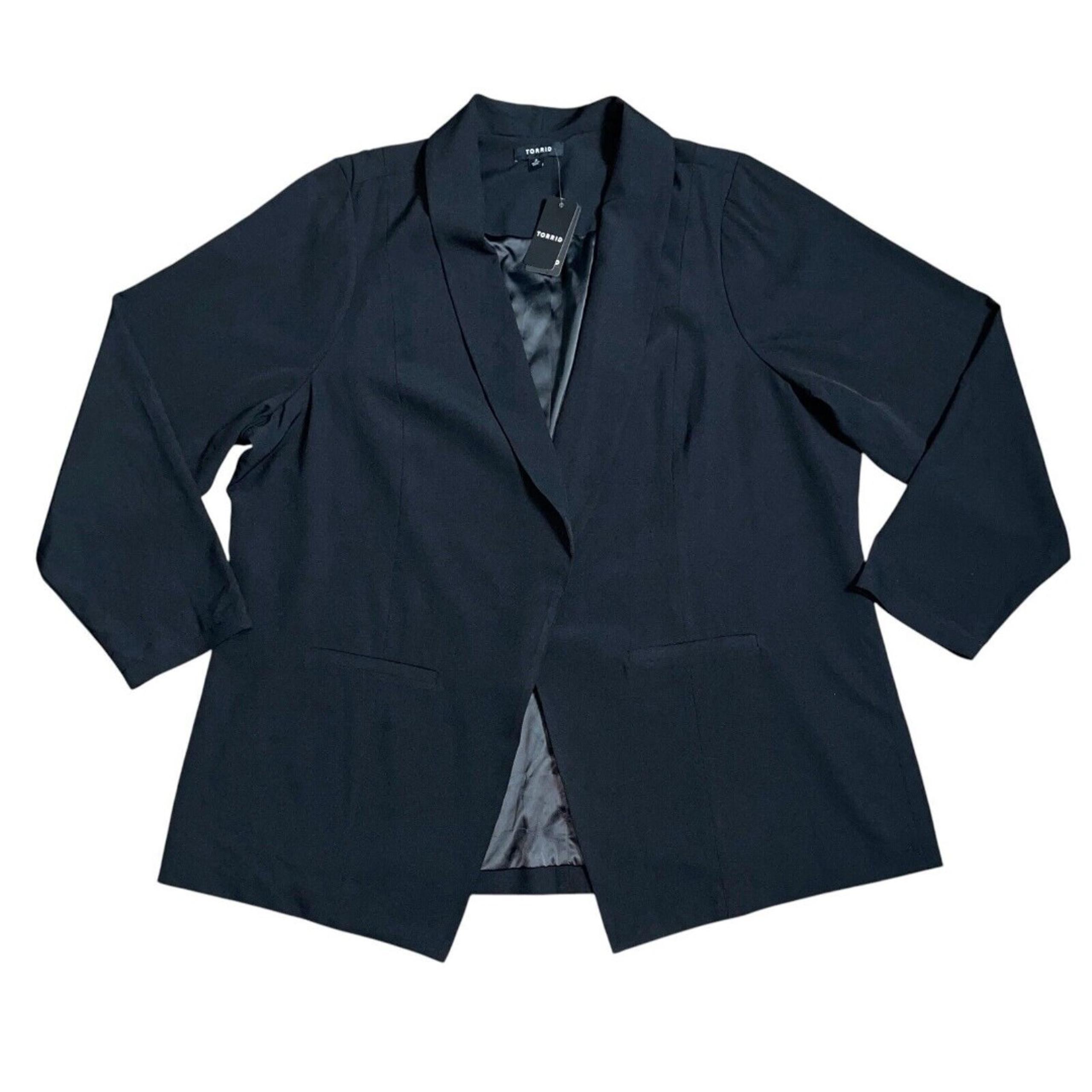 Torrid Black Blazer Jacket Longline Crepe Long Sleeve Open NWT Size 3X 22/24
