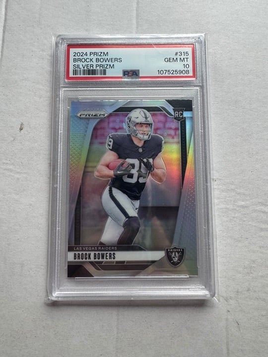 2024 Panini Prizm Brock Bowers #315 Silver Prizm PSA 10