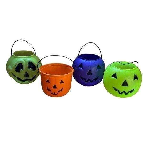Bundle Vintage General Foam Blow Mold Jack-O-Lantern Halloween Candy Treat Bucke