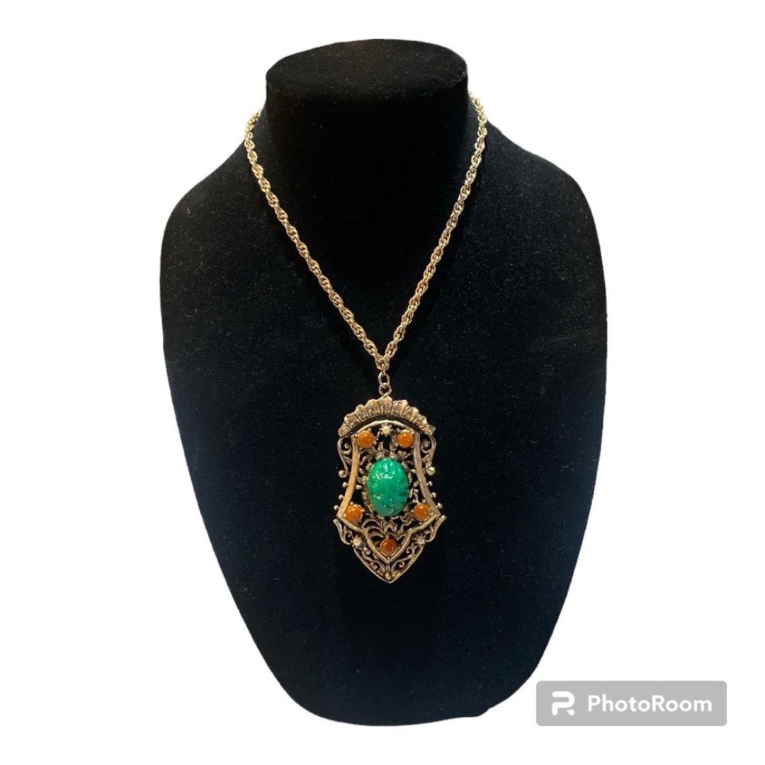 Rare 50's SELRO Selini Victorian Revival Large Pendant Necklace Renaissance